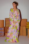 Buy_Nirmooha_Multi Color Mull Printed Geometric Plunge V Kaftan _Online_at_Aza_Fashions