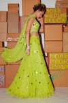 Shop_Nirmooha_Green Lurex Embroidery Sequins Sweetheart Neck Lehenga Set _Online_at_Aza_Fashions