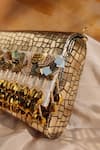 House Of Vian_Gold Beads, Pearls, Tassels Noorie Faux Croco Leather Embellished Clutch _Online_at_Aza_Fashions