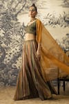 Kalista_Yellow Viscose Silk Printed Floral Open Noor Sheer Cape And Sharara Set _Online_at_Aza_Fashions