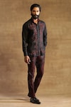 Raghavendra Rathore Jodhpur_Black Silk Embroidered Floral Pattern Floret Shirt_Online_at_Aza_Fashions