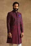 Buy_Raghavendra Rathore Jodhpur_Purple Raw Silk Embroidered Achkan Kurta _Online_at_Aza_Fashions