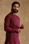 Buy_Raghavendra Rathore Jodhpur_Purple Silk Embroidered Geometric Pattern Asymmetric Kurta _Online_at_Aza_Fashions