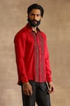 Buy_Raghavendra Rathore Jodhpur_Red Silk Embroidered Geometric Pattern Shirt_Online_at_Aza_Fashions