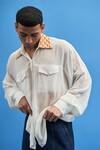 Buy_Siddhant Agrawal_Off White Cotton Georgette Crane Collared Shirt_Online_at_Aza_Fashions
