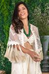 Shop_Ohaila Khan_Off White Chanderi, Organza Lace, Pearls, Skikha Embroidered Cape Sharara Set _Online_at_Aza_Fashions