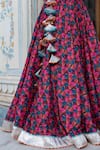 Buy_Pomcha Jaipur_Multi Color Muslin, Chiffon Tassels Sweetheart Neck Floral Print Lehenga Set _Online_at_Aza_Fashions