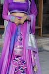 Pomcha Jaipur_Purple Muslin Gota Patti Square Neck Ombre Blouse Lehenga Set _Online_at_Aza_Fashions