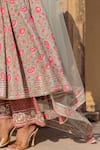 Buy_POMCHA JAIPUR_Grey Anarkali And Pant Cotton & Dupatta Soft Net Embroidery & Print Aliza Set _Online_at_Aza_Fashions