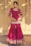 Buy_POMCHA JAIPUR_Pink Floral Square Neck Print Kurta Sharara Set _Online_at_Aza_Fashions