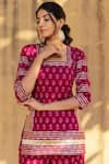 Shop_POMCHA JAIPUR_Pink Floral Square Neck Print Kurta Sharara Set _Online_at_Aza_Fashions