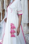 Shop_Pomcha Jaipur_Off White Cotton, Silk, Net Embroidery, Lilly Floral Print Anarkali Pant Set _Online_at_Aza_Fashions