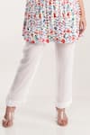 Pooja Bagaria_White Velvet, Crepe Pearls, Sequins Round Neck Floral Print Top And Pant Set _Online_at_Aza_Fashions