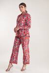 Pooja Bagaria_Red Velvet Embroidery Floral Print Blazer And Pant Set _Online_at_Aza_Fashions