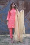 Shop The Home Affair Peach Cotton Satin, Cotton, Silk, Chiffon Cut Work, Gota Patti Kurta Pant Set Online at Aza Fashions Shop_The Home Affair_Peach Cotton Satin, Cotton, Silk, Chiffon Cut Work, Gota Patti Kurta Pant Set _Online_at_Aza_Fashions