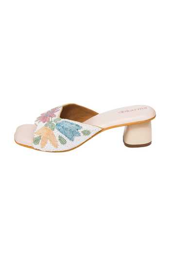 Kkarma Accessories_Multi Color Embroidery Phool Block Heels _Online_at_Aza_Fashions