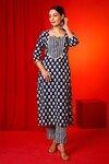 Shop_Pheeta_Blue Cotton Printed Striped Round Kurta And Pant Set _Online_at_Aza_Fashions