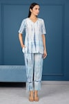 Pheeta_White Mal Cotton Printed Shibori V Neck Top And Pant Set_Online_at_Aza_Fashions