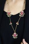 Do Taara_Pink Areeha Embellished Necklace_Online_at_Aza_Fashions