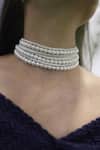 Shop_Do Taara_White Delicate Pearl Choker Necklace _Online_at_Aza_Fashions