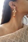 Do Taara_Orange Stone And Kundan Dangler Earrings _Online_at_Aza_Fashions
