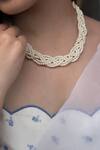 Do Taara_White Pearl Beaded Choker Necklace_Online_at_Aza_Fashions