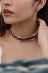 Do Taara_Red Stone Choker Necklace _Online_at_Aza_Fashions
