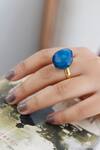 Do Taara_Blue Stone Embellished Ring_Online_at_Aza_Fashions