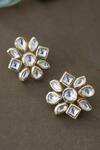 Do Taara_Gold Plated Kundan Blossomed Flower Studs _Online_at_Aza_Fashions