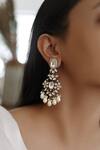 Do Taara_Silver Plated Polki Floral And Pearl Earrings_Online_at_Aza_Fashions