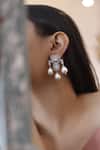Do Taara_Silver Plated Faux Diamonds Square-cut Embellished Dangler Earrings _Online_at_Aza_Fashions