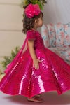 Lil Angels_Fuchsia Samo Silk Embellished Sequins Geometric Pattern Gown _Online_at_Aza_Fashions