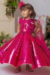 Lil Angels_Fuchsia Samo Silk Embellished Sequins Geometric Pattern Gown _at_Aza_Fashions