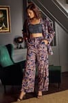 Buy_Priyanka Jain_Blue Velvet Lining Shantoon Paisley Print And Sequin Blazer Floral & Pant Set _Online_at_Aza_Fashions