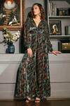 Buy_Priyanka Jain_Black Velvet Paisley Print And Cutdana V Neck Wide Legged Jumpsuit _Online_at_Aza_Fashions