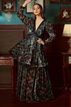 Buy_Priyanka Jain_Black Velvet Lining Shantoon Paisley Print And Cutdana Peplum Kurta Sharara Set _Online_at_Aza_Fashions