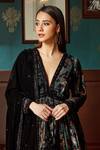 Priyanka Jain_Black Velvet Lining Shantoon Paisley Print And Cutdana Peplum Kurta Sharara Set _Online_at_Aza_Fashions