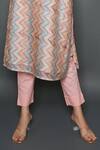 Kameez_Pink Kurta Chanderi Printed And Embroidered Chevron Wavy Twist & Pant Set_Online_at_Aza_Fashions