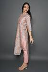 Buy_Kameez_Pink Kurta Chanderi Printed And Embroidered Chevron Wavy Twist & Pant Set_Online_at_Aza_Fashions