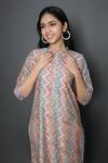 Shop_Kameez_Pink Kurta Chanderi Printed And Embroidered Chevron Wavy Twist & Pant Set_Online_at_Aza_Fashions