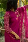 Buy_LABEL SHRISTI CHETANI_Pink Dola Silk Hand Embroidered Round A-line Kurta Set _Online_at_Aza_Fashions