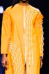 Shop_Nitin Bal Chauhan_Yellow Giza Cotton Embroidery Cord Round Neck 3d Dress _Online_at_Aza_Fashions