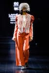 Nitin Bal Chauhan_Orange Silk Organza Embroidery Cord Open 3d Hand Jacket And Pant Set _Online_at_Aza_Fashions