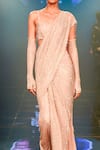 Shop_Itrh_Pink Net Embellished Flashy Fancy Pre-draped Saree With Corset Blouse  