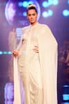 Itrh_Silver Net Embellished Sheer Luxury Pre-draped Saree Set With Cape  _Online_at_Aza_Fashions