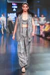 Buy_RUDRAKSH DWIVEDI_Grey Plastic Sequin Trim And Tulle Lining High Waist Platinum Trouser  _Online_at_Aza_Fashions