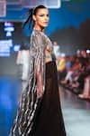 Shop_RUDRAKSH DWIVEDI_Silver Plastic Sequin Trim And Tulle Lining Platinum Flared Cape  _Online_at_Aza_Fashions