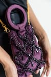 Aomidori Shimai_Purple Embellished Elizabeth Square Shaped Bag_Online_at_Aza_Fashions