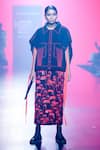 Buy_Shahin Mannan_Black Japanese Oversize Shirt Jacket With Tiny Houses Pattern Skirt  _Online_at_Aza_Fashions