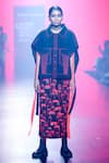 Shop_Shahin Mannan_Black Japanese Oversize Shirt Jacket With Tiny Houses Pattern Skirt  _Online_at_Aza_Fashions